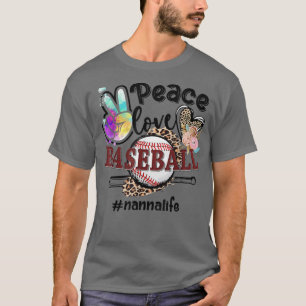 Peace Kärlek Baseball Nanna Life Mamma Grandma Leo T Shirt