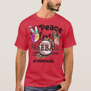 Peace Kärlek Baseball Nannie Life Mamma Grandma Le T Shirt