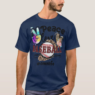 Peace Kärlek Baseball Oma Life Mamma Grandma Leopa T Shirt