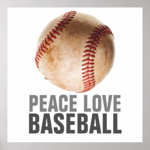 Peace Kärlek baseball Unik motiv Artwork Poster