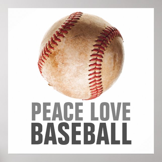 Peace Kärlek baseball Unik motiv Artwork Poster (Framsidan)
