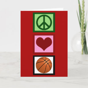 Peace Kärlek Basketball Cute Red Helgkort