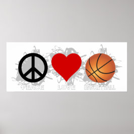 Peace Kärlek Basketball Emblem Poster