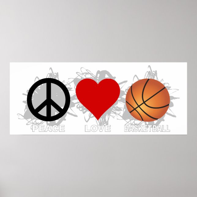 Peace Kärlek Basketball Emblem Poster (Framsidan)