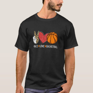 Peace Kärlek Basketball Funny Bball Älskare Player T Shirt