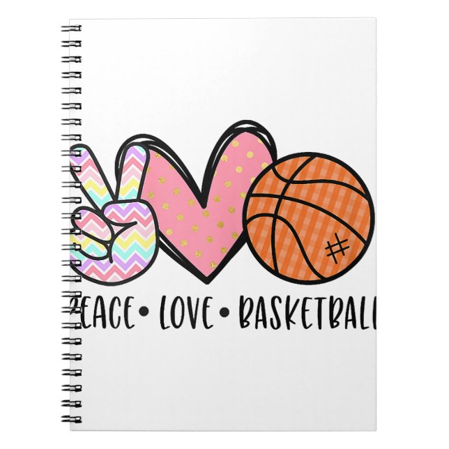 Peace Kärlek Basketball Heart for Women Tonåring T Anteckningsbok (Framsidan)
