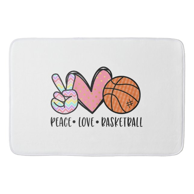 Peace Kärlek Basketball Heart for Women Tonåring T Badrumsmatta (Framsidan)