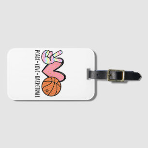 Peace Kärlek Basketball Heart for Women Tonåring T Bagagebricka