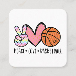 Peace Kärlek Basketball Heart for Women Tonåring T Fyrkantigt Visitkort