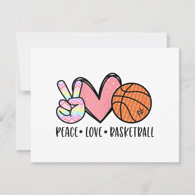 Peace Kärlek Basketball Heart for Women Tonåring T Julkort (Framsida)