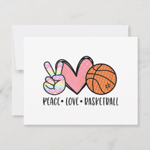 Peace Kärlek Basketball Heart for Women Tonåring T Julkort