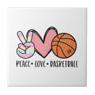 Peace Kärlek Basketball Heart for Women Tonåring T Kakelplatta