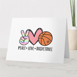 Peace Kärlek Basketball Heart for Women Tonåring T Kort