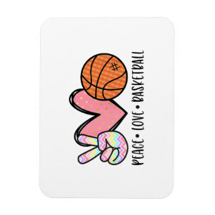Peace Kärlek Basketball Heart for Women Tonåring T Magnet