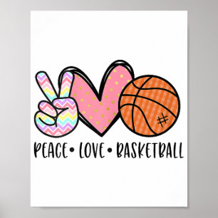 Peace Kärlek Basketball Heart for Women Tonåring T Poster