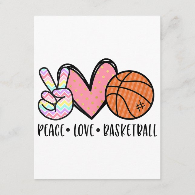 Peace Kärlek Basketball Heart for Women Tonåring T Tilläggskort (Framsida)