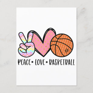 Peace Kärlek Basketball Heart for Women Tonåring T Tilläggskort