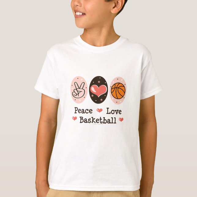 Peace Kärlek Basketball Kids Sweatshirt T Shirt (Framsida)