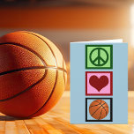 Peace Kärlek Basketball Lodrät Helgkort<br><div class="desc">En söt basketjulklapp till en tränare,  spelare eller supportiv sport mamma. Ett fredstecken av söt grönt,  rött hjärta och en basket i lodrät för någon som kärlek spelar basket. Underbar basketkullsäsong för ditt team.</div>