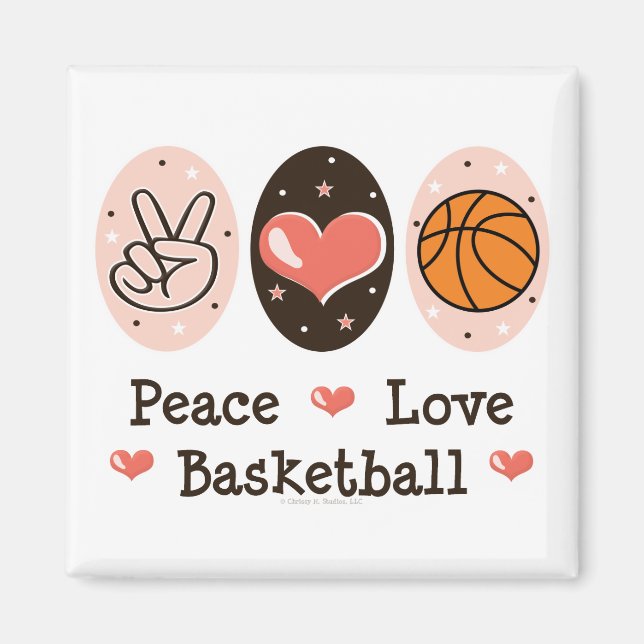 Peace Kärlek Basketball Magnet (Framsidan)