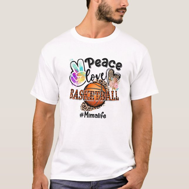Peace Kärlek Basketball Mima Life Mamma Grandma Le T Shirt (Framsida)