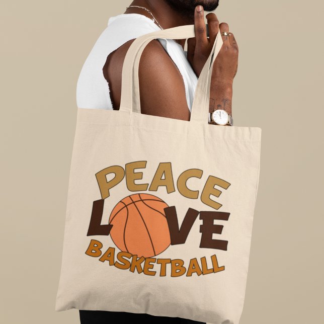Peace Kärlek Basketball Orange/Brown Tygkasse (Skapare uppladdad)