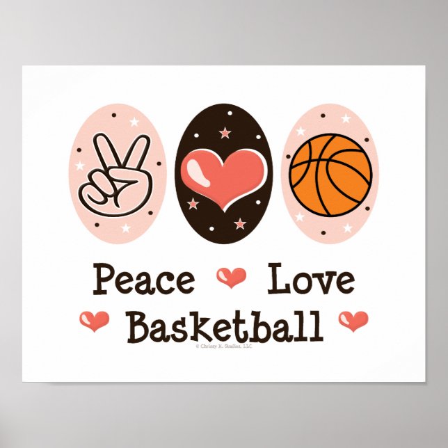 Peace Kärlek Basketball Poster (Framsidan)
