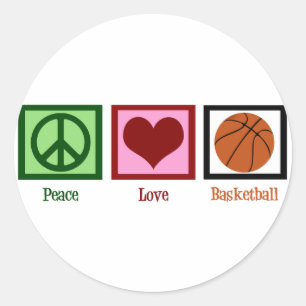 Peace Kärlek Basketball Runt Klistermärke