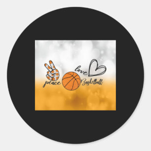 Peace Kärlek Basketball Runt Klistermärke