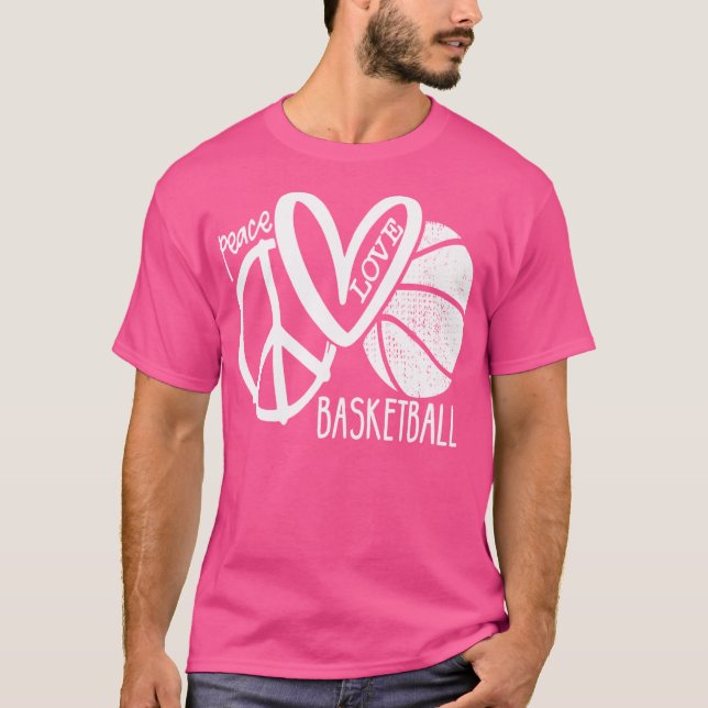 Peace Kärlek Basketball Vector T Shirt (Framsida)