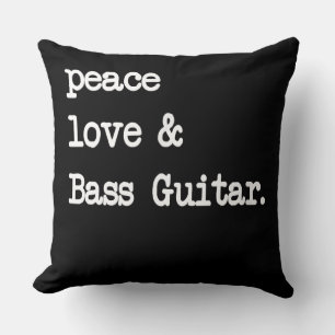 Peace Kärlek & Bass Guitar Musician Guitaris Kudde