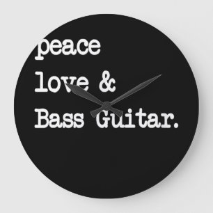 Peace Kärlek & Bass Guitar Musician Guitaris Stor Klocka