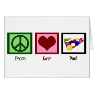Peace Kärlek Bassäng   Coola Billiards Hälsningskort