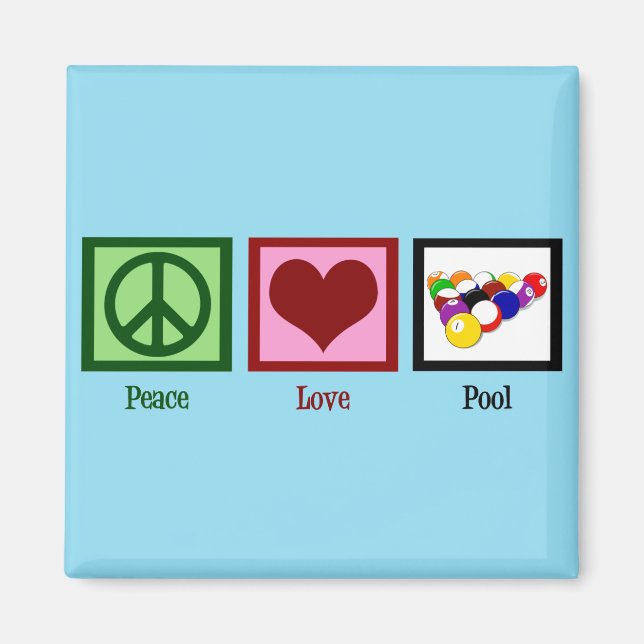 Peace Kärlek Bassäng | Coola Billiards Magnet (Framsidan)