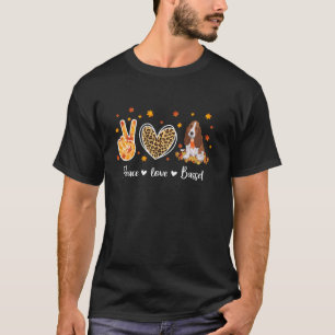 Peace Kärlek Basset Hound Funny Höst löv Christma T Shirt