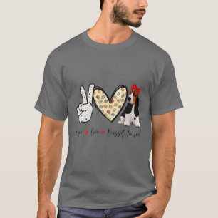 Peace Kärlek Basset Hound Funny T T Shirt