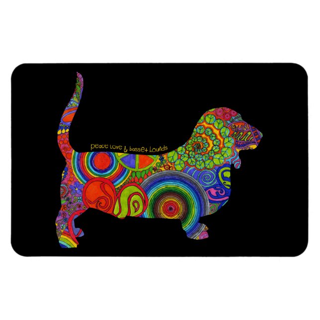 "Peace Kärlek & Basset Hounds" Magnet (Horisontell)