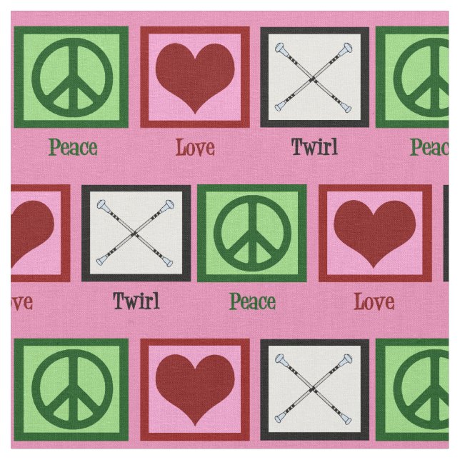 Peace Kärlek Baton Twirling Tyg (Närbild)
