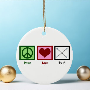 Peace Kärlek Batons Julgransprydnad Keramik