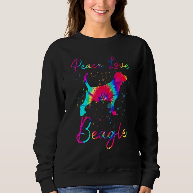 Peace Kärlek Beagle Hund T Shirt (Framsida)