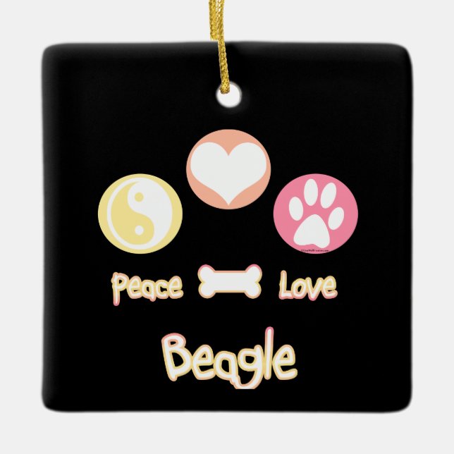 Peace Kärlek Beagle Julgransprydnad Keramik (Framsida)