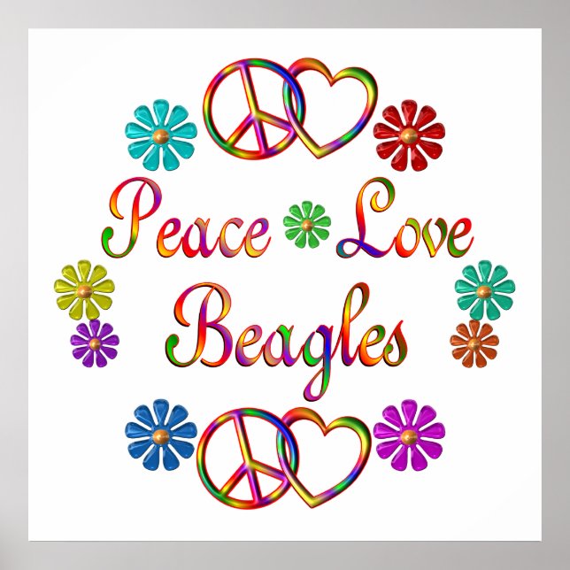 PEACE KÄRLEK BEAGLES POSTER (Framsidan)