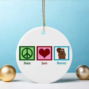 Peace Kärlek Beavers Julgransprydnad Keramik
