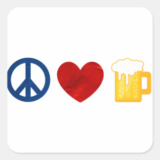 Peace Kärlek Beer Fyrkantigt Klistermärke