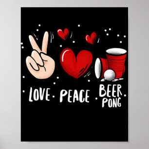 Peace Kärlek Beer Pong Beer Pong Drinking Game Rol Poster