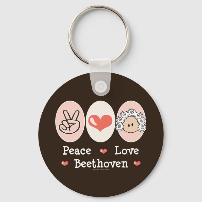 Peace Kärlek Beethoven Keychain Nyckelring (Framsida)