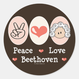 Peace Kärlek Beethoven Stickers Runt Klistermärke