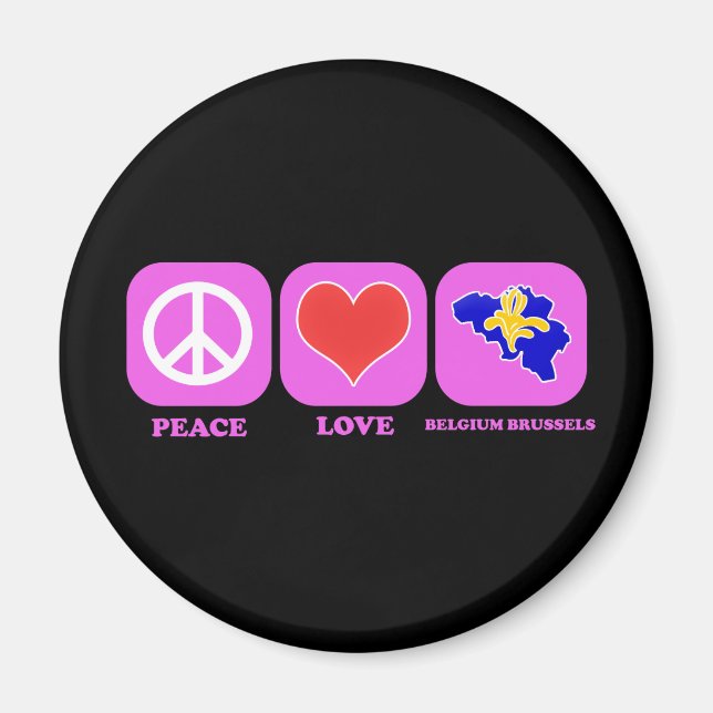 Peace Kärlek Belgien Bryssel Magnet (Framsidan)