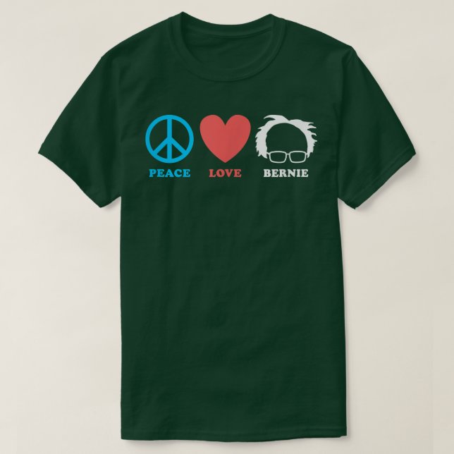 Peace Kärlek Bernie Sanders 2020 T Shirt (Design framsida)