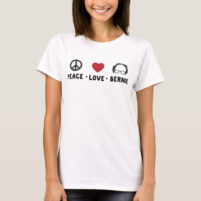 Peace Kärlek Bernie T Shirt (Framsida)